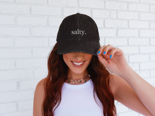 Salty. Embroidered Denim Hat – Custom Vintage Dad Cap in 3 Colors
