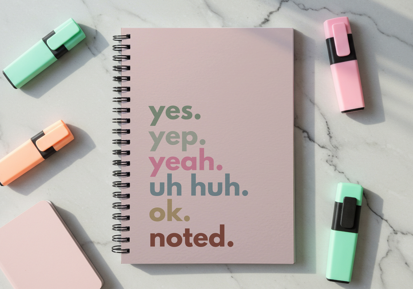 Yes, Noted. Spiral Notebook – Lined Journal for Work, School, or Gifts
