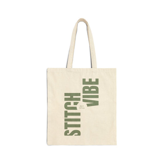 Stitch Vibe Black Canvas Tote Bag | Quilting Sewing Vibe Tote Canvas