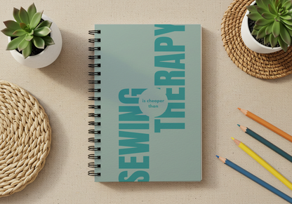 Sewing Is Cheaper Than Therapy Notebook | Quilter Journal in Pink or Cyan