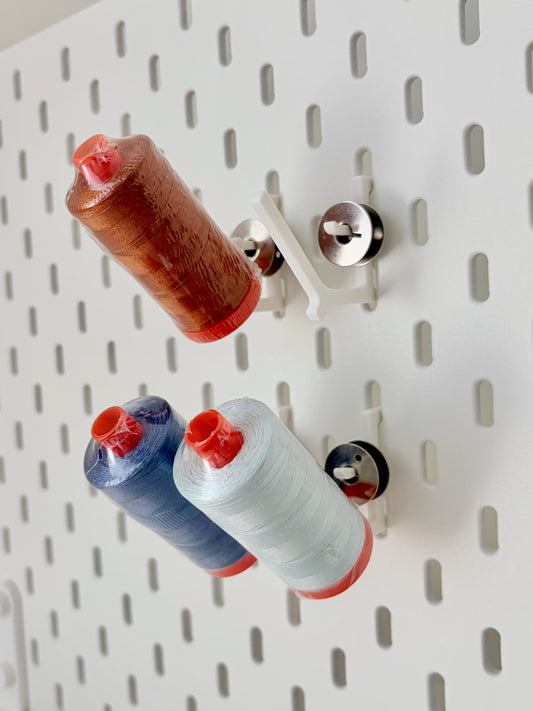 Spool Holder and Bobbin Hook Set for Skadis Pegboard