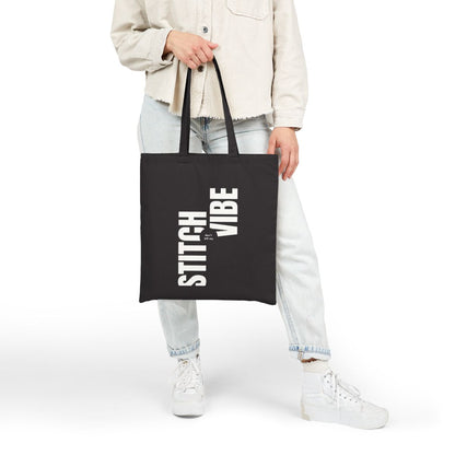 Stitch Vibe Black Canvas Tote Bag | Quilting Sewing Vibe Tote Canvas