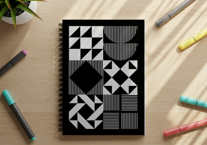 Modern Quilt Pattern Grid Notebook | Black & White Quilting Journal