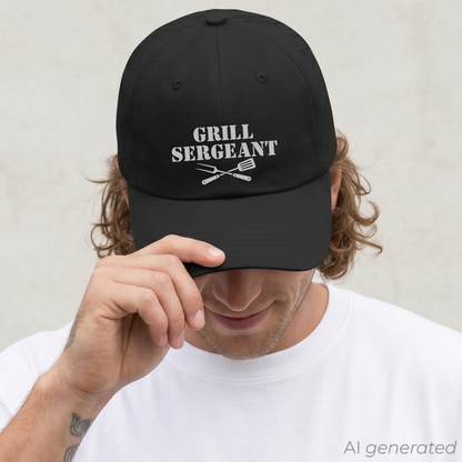 Grill Sergeant emblem with flag embroidered patriotic hat