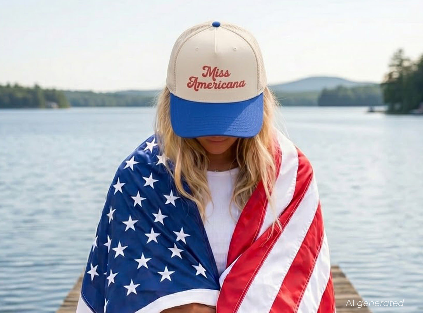 Miss Americana embroidered patriotic hat for women