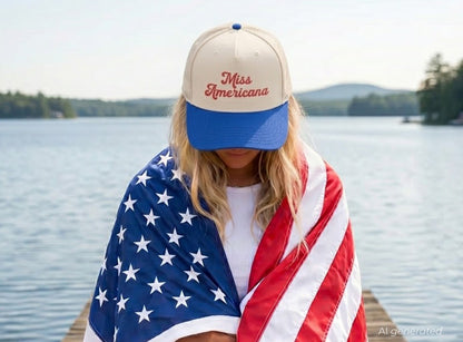 Miss Americana embroidered patriotic hat for women