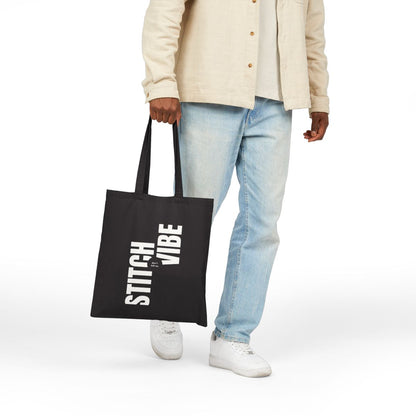 Stitch Vibe Black Canvas Tote Bag | Quilting Sewing Vibe Tote Canvas