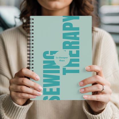 Sewing Is Cheaper Than Therapy Notebook | Quilter Journal in Pink or Cyan