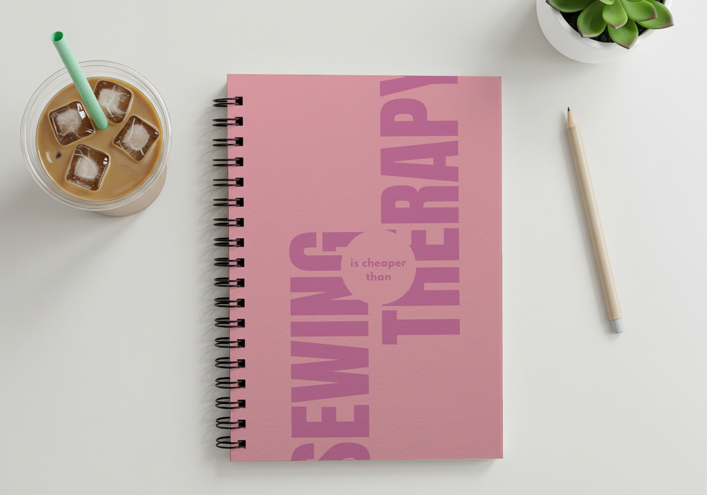 Sewing Is Cheaper Than Therapy Notebook | Quilter Journal in Pink or Cyan