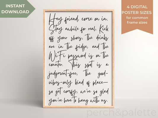 Welcome Friends Entryway Sign – Printable Wall Art Poster Download