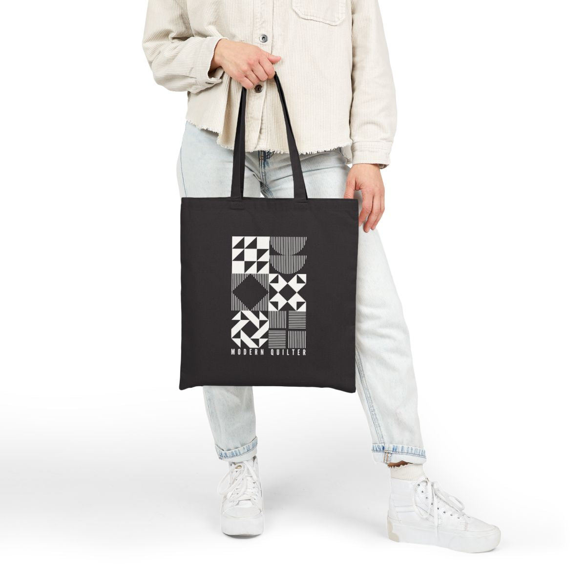 Modern Quilter Black Canvas Tote Bag | Quilt Block Market Tote Canvas