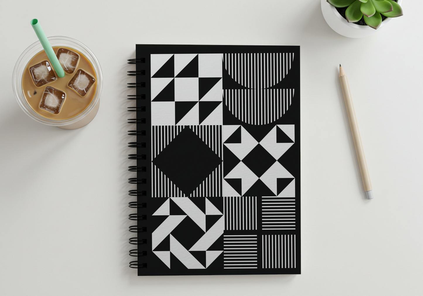 Modern Quilt Pattern Grid Notebook | Black & White Quilting Journal