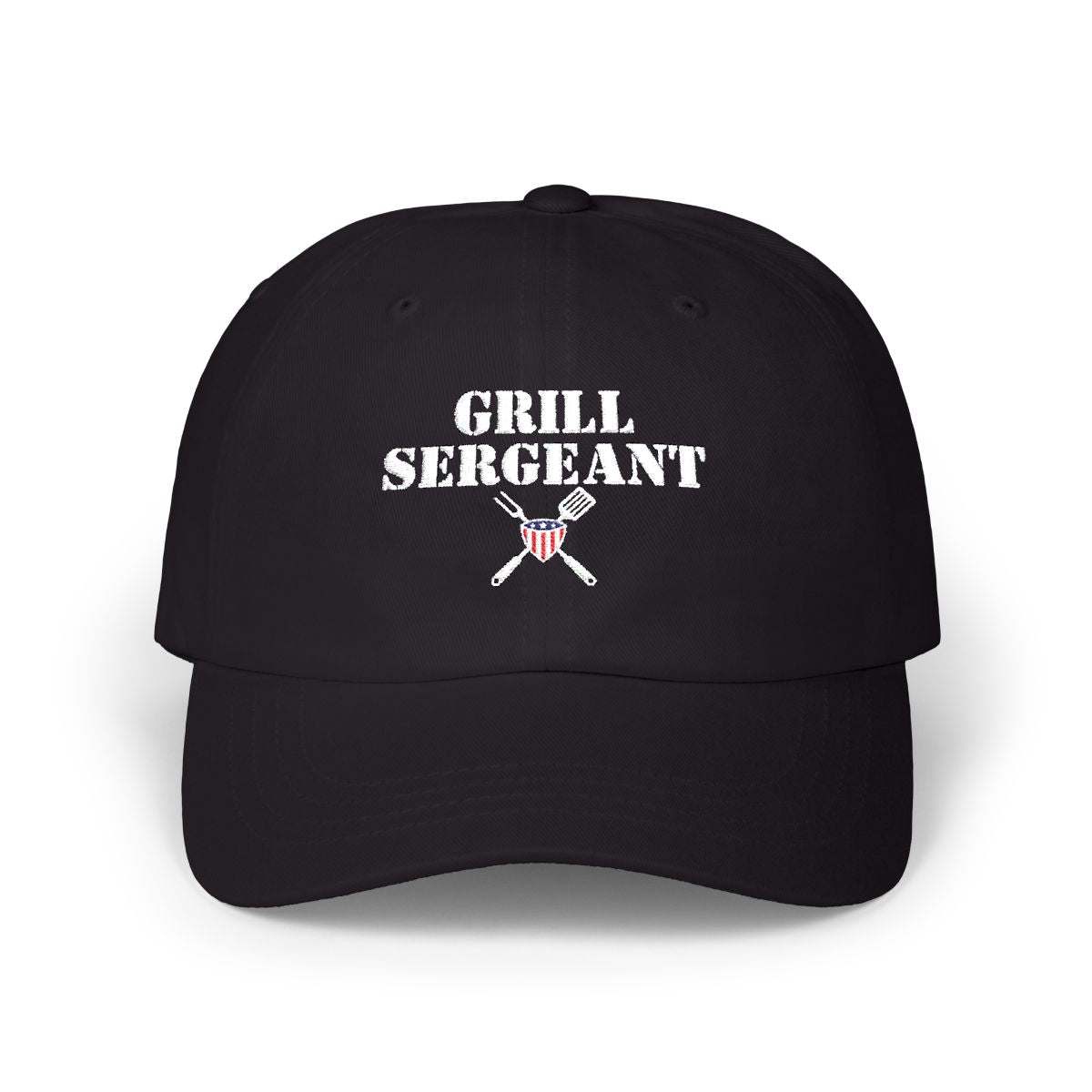 Grill Sergeant emblem with flag embroidered patriotic hat