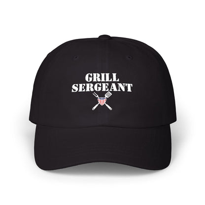 Grill Sergeant emblem with flag embroidered patriotic hat