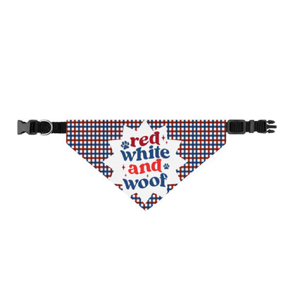 Red white and blue dog bandana collar for pet photos