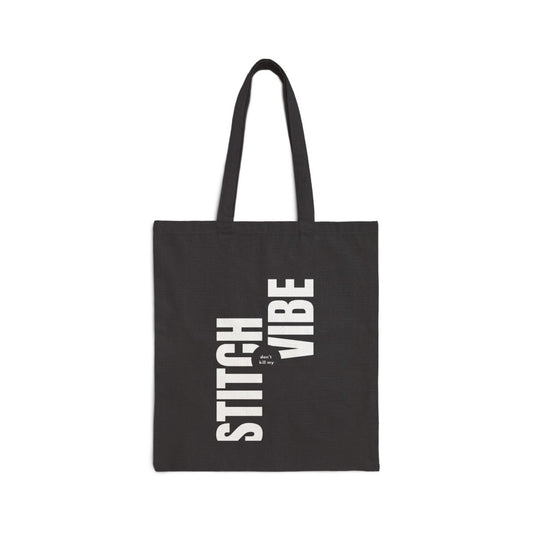 Stitch Vibe Black Canvas Tote Bag | Quilting Sewing Vibe Tote Canvas