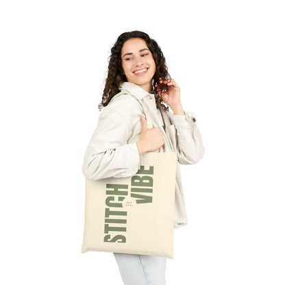 Stitch Vibe Black Canvas Tote Bag | Quilting Sewing Vibe Tote Canvas
