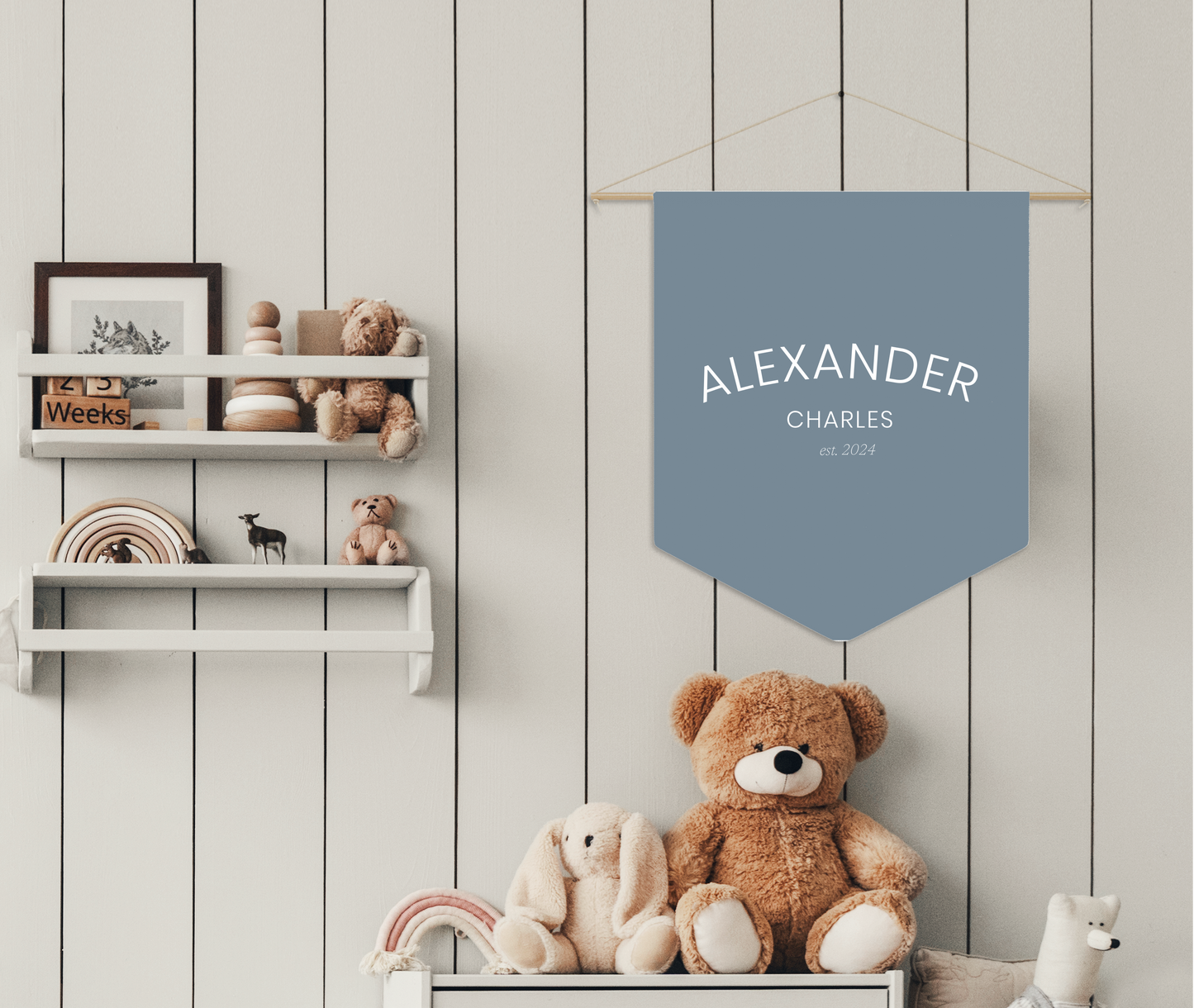Personalized Wall Pennant for Nursery, Baby Room, Kids Wall Decor