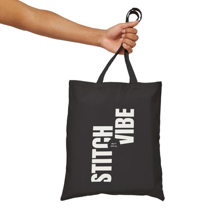Stitch Vibe Black Canvas Tote Bag | Quilting Sewing Vibe Tote Canvas