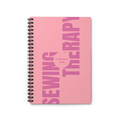 Sewing Is Cheaper Than Therapy Notebook | Quilter Journal in Pink or Cyan